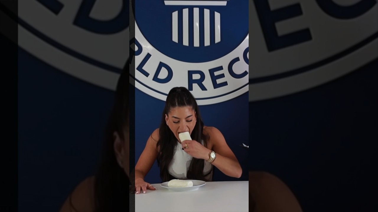 &lsquo;Fastest time to eat 500g mozzarella&rsquo; 🧀 @guinnessworldrecords  ⏱️ Time to beat 1min 34.44 sec