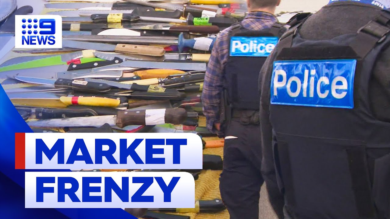 Teens flocking to markets to illegally buy weapons amid youth crime crisis | 9 News Australia