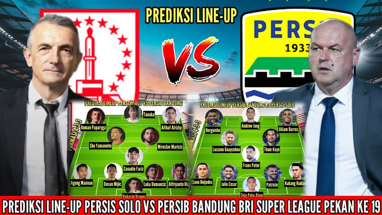 Persis Solo vs Persib Bandung | Prediksi line-up pekan ke 19 BRI super League musim 2025/2026