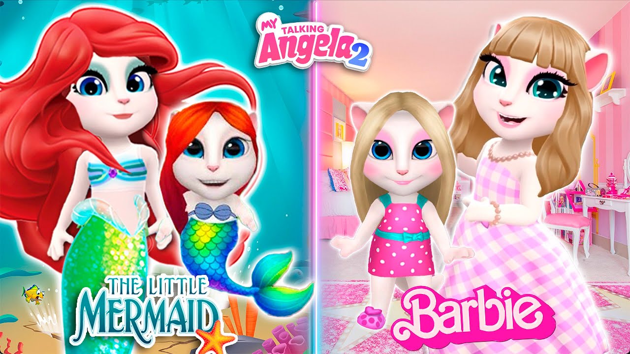 My Talking Angela 2 | Mother Barbie and Ariel with her daughters | cosplay