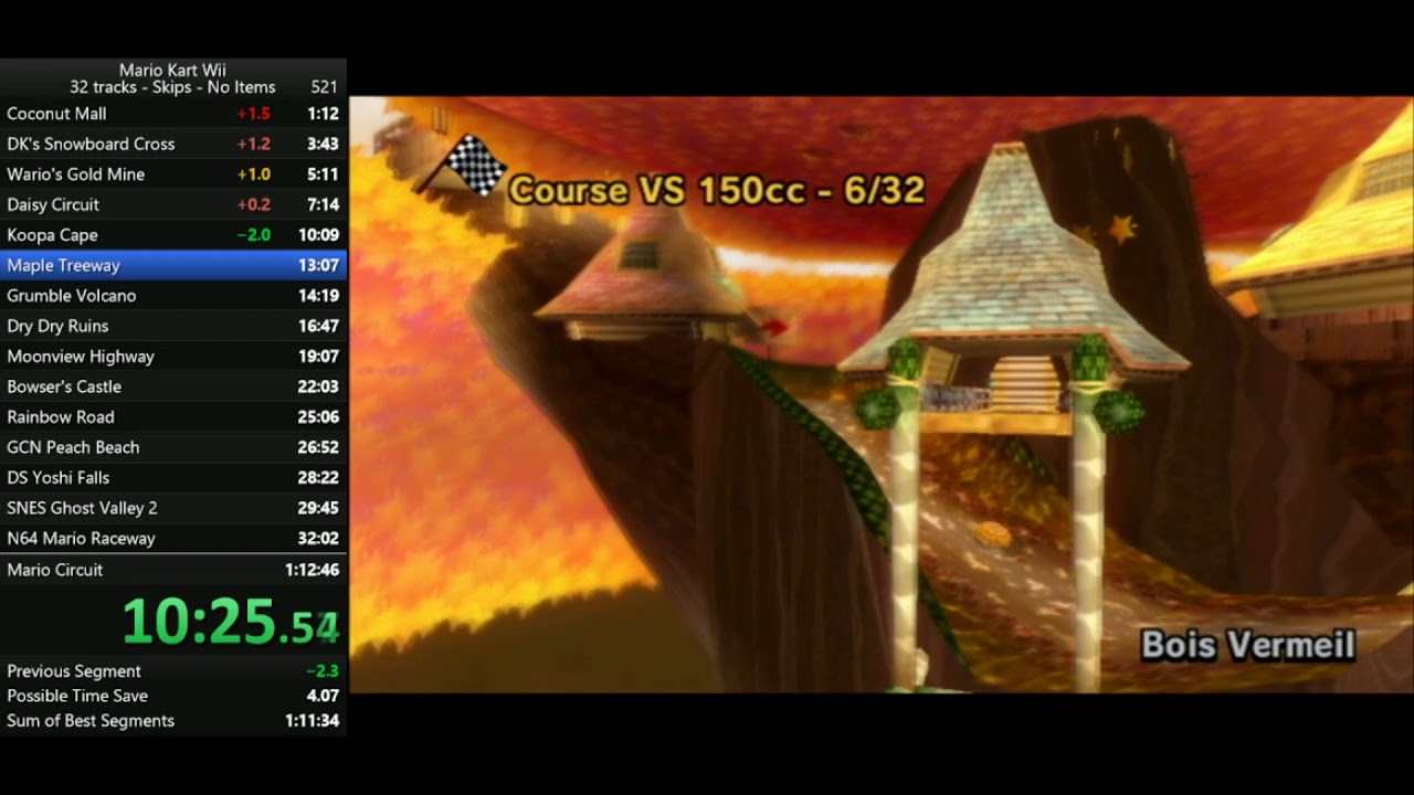 Mario Kart Wii Speedrun - 32 Tracks - Skips - No Items - 1:11:57 (Former WR)