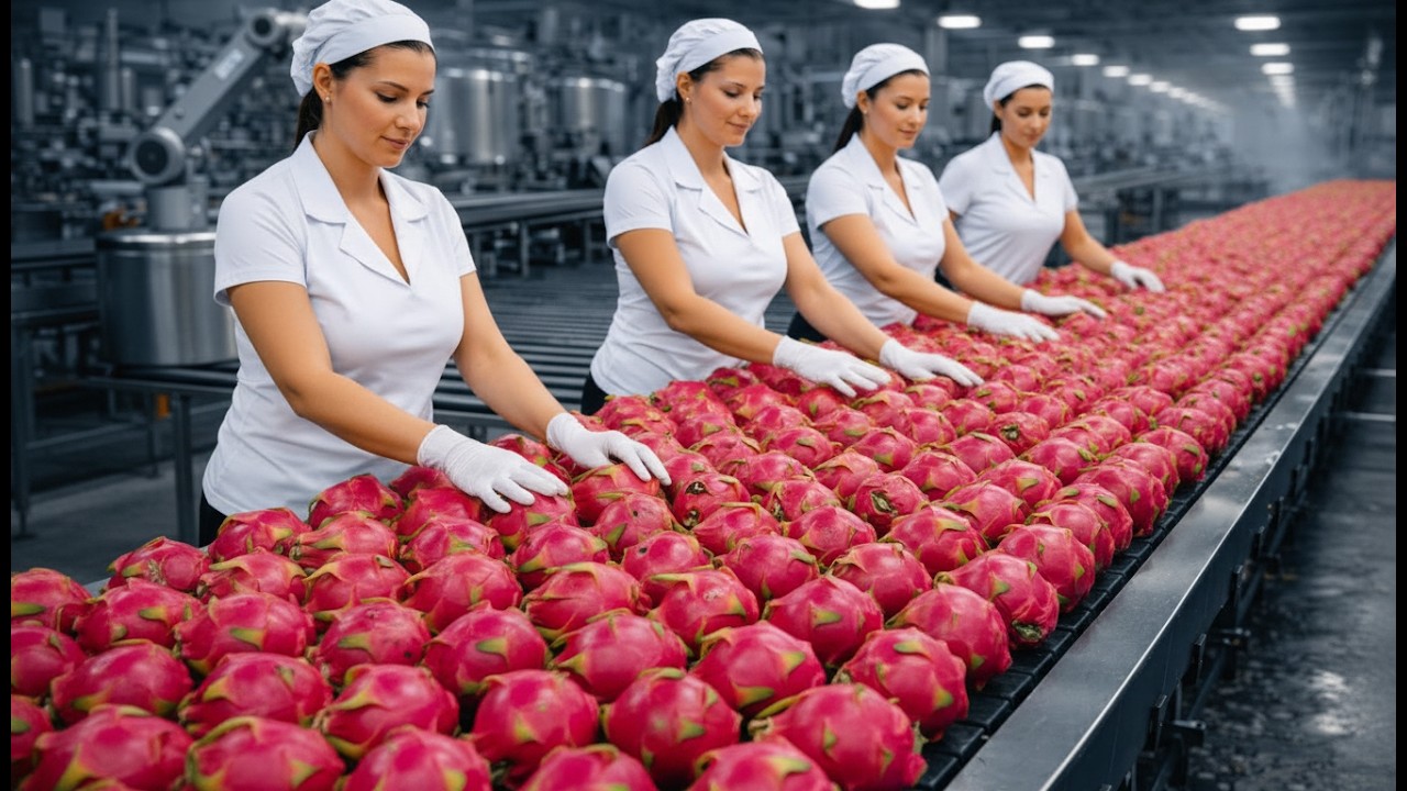 Inside a Massive Dragon Fruit Juice Factory: Watch Dragon Fruit Turn Into Juice (Full Process)