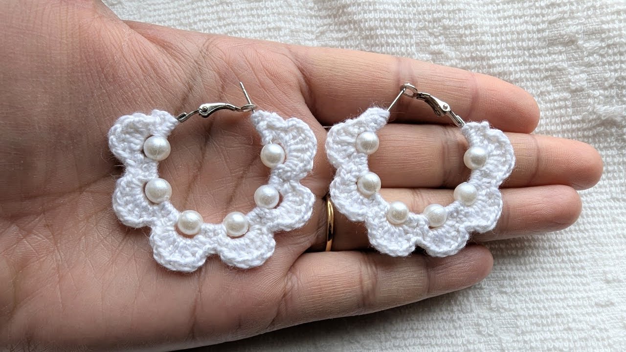 Crochet earrings, Crochet hoop earrings, crochet earrings tutorial