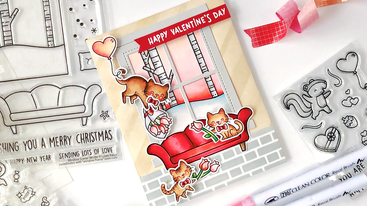 Valentine scene card with Samantha