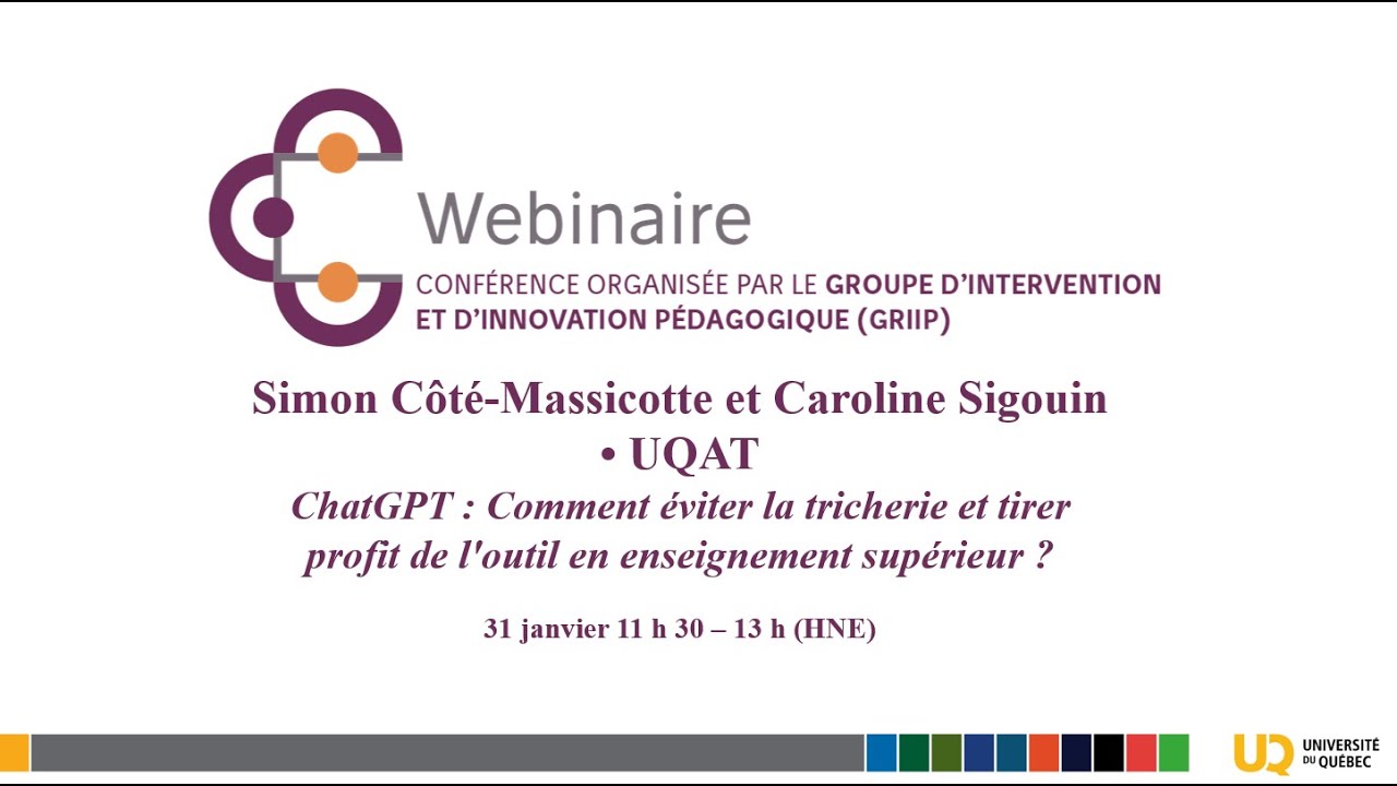 ChatGPT : Comment éviter la tricherie et tirer profit de l'outil en enseignement supérieur ? (GRIIP)