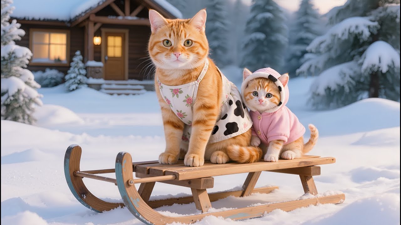 Mama Cat Trims Fur on the Farm and Makes Tiger Hat For Kittens At Home🐾🎩🐯