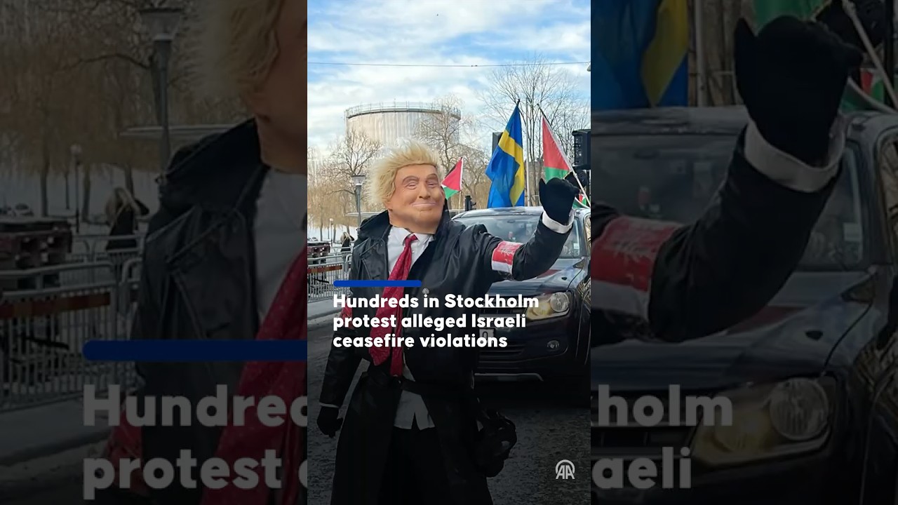 Сотни людей в Стокгольме протестуют против предполагаемых нарушений Израилем режима прекращения о...