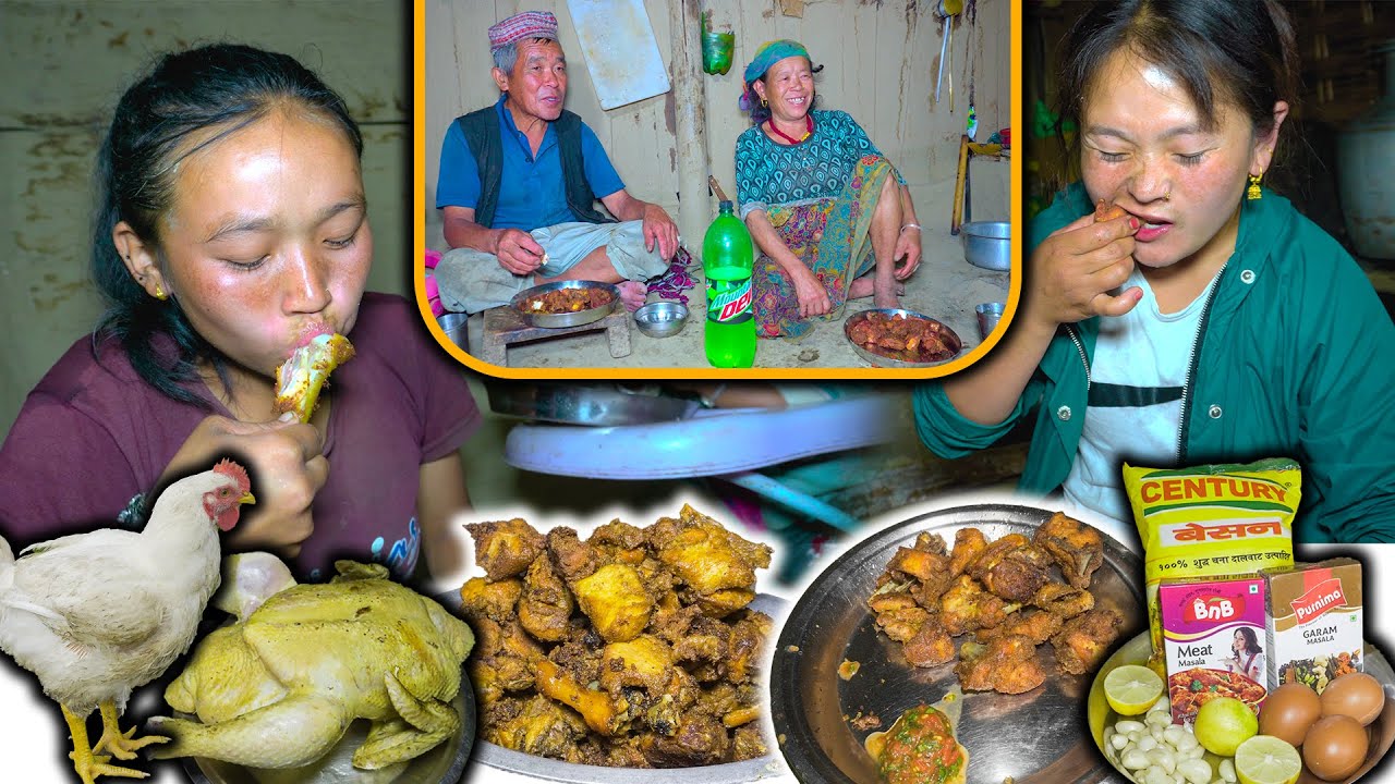 Chicken Roast makaing & eating in village kitchen | How To Make Chicken Roast | Yummy Chicken Recipe