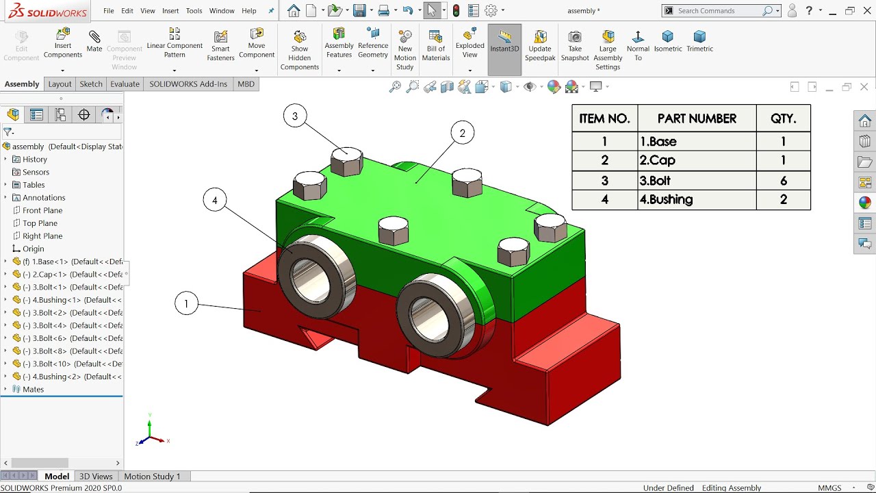 SolidWorks Double Bearing Assembly