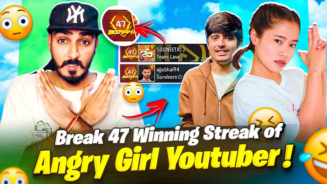 I Broke 47 Winning Streak Of Angry Girl Youtuber 🤯 - GARENA FREE FIRE MAX