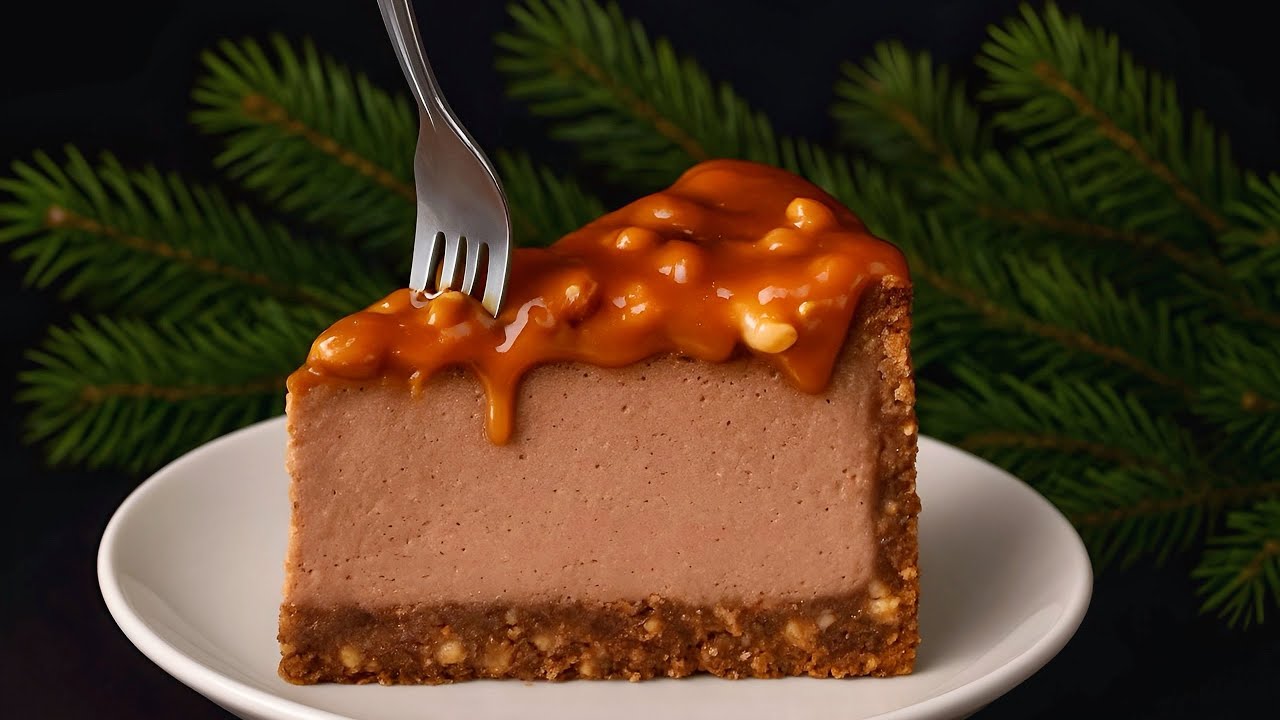 Новогодний десерт с карамелью за 5 минут! Никакой муки! Нет духовки!