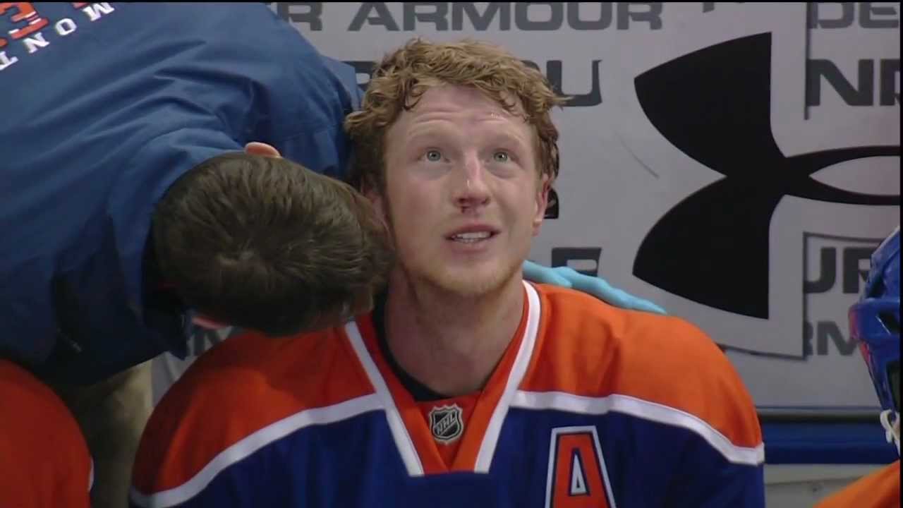 Niklas Kronwall Hit on Ales Hemsky - Feb 4th 2012 (HD)