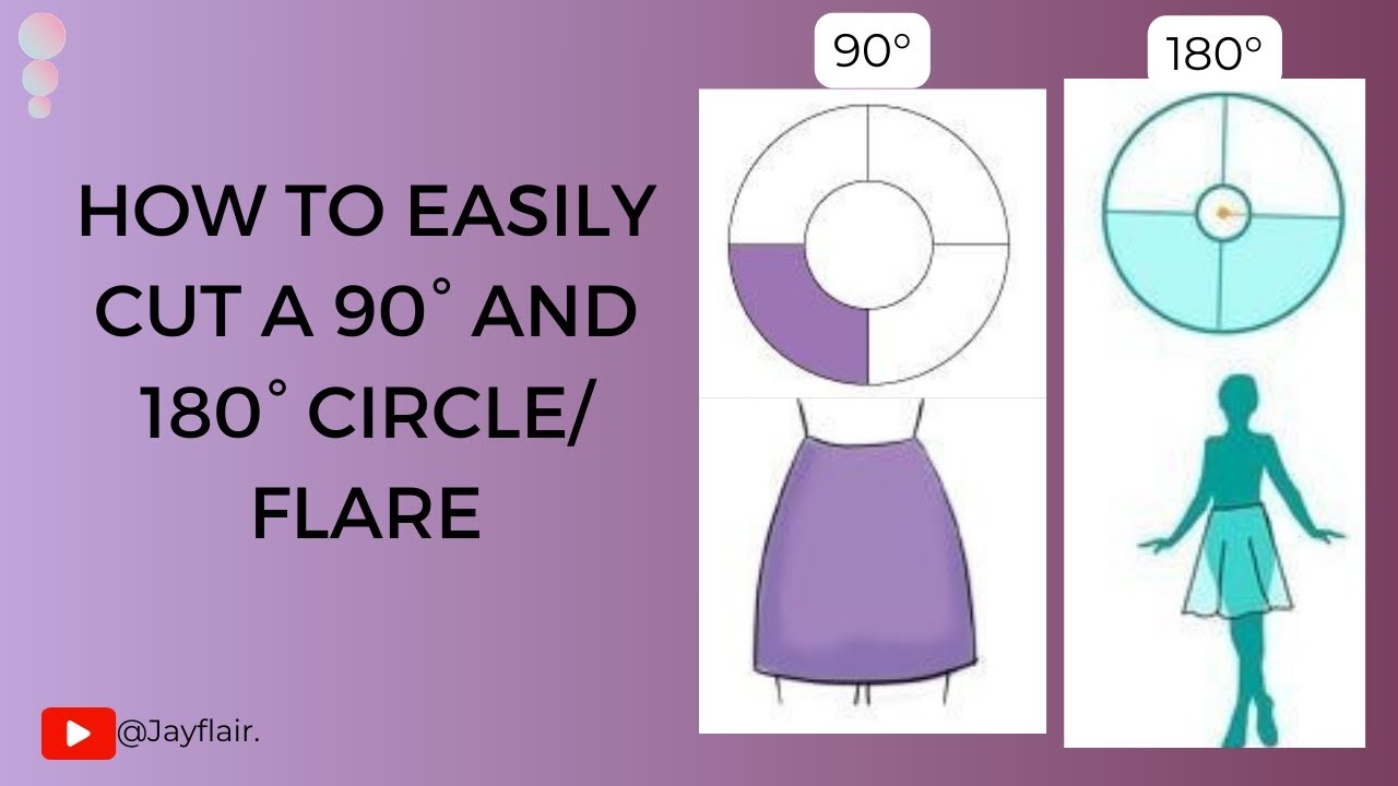HOW TO EASILY CUT A 90°AND180° CIRCLE/ FLARE FOR PEPLUM SKIRT, BALL SKIRT/ DRESS...