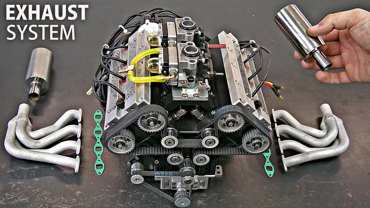 1/4 SCALE V8 Engine Gets TUBULAR Exhaust System!