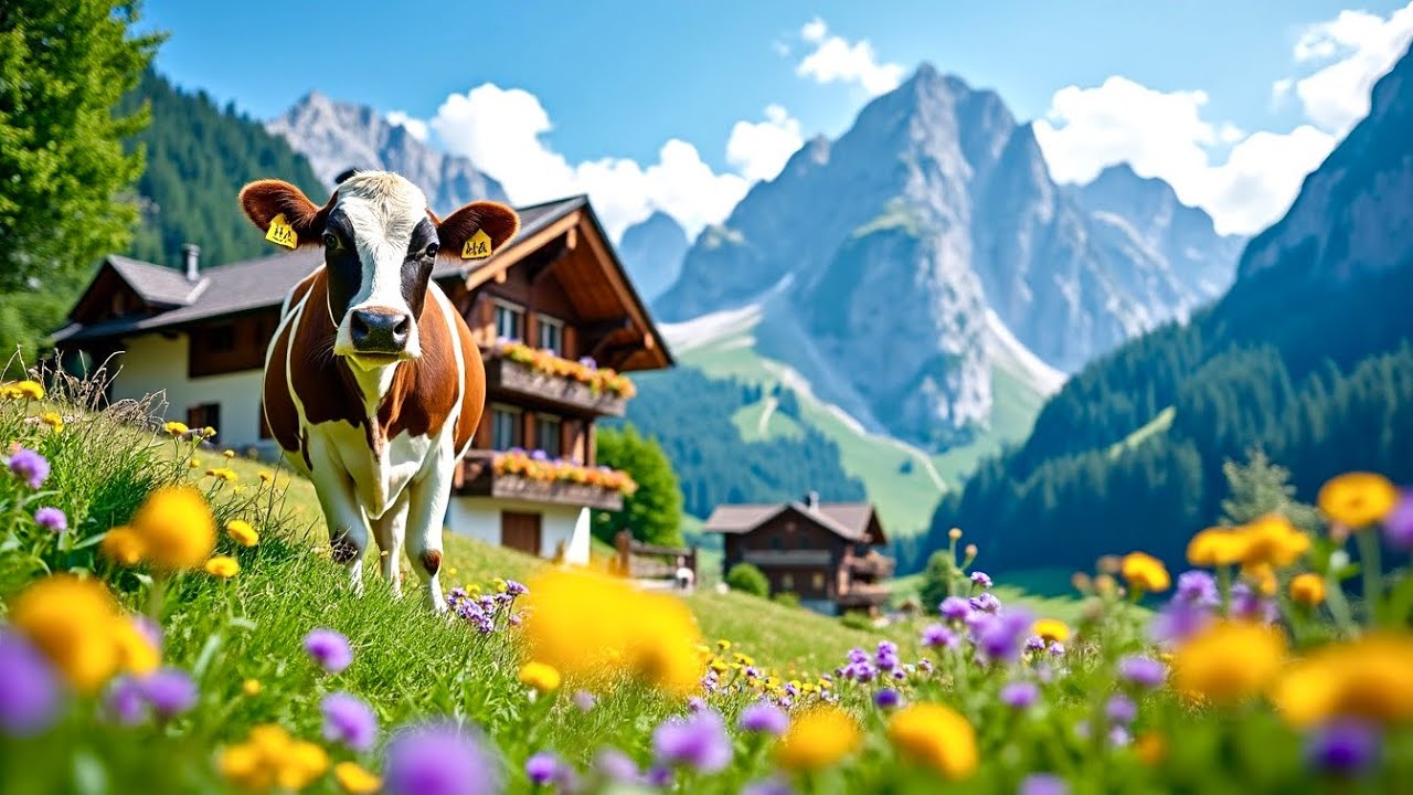 Долина Лаутербруннен, Швейцария🇨🇭Пешеходная экскурсия по швейцарской деревне в солнечный день