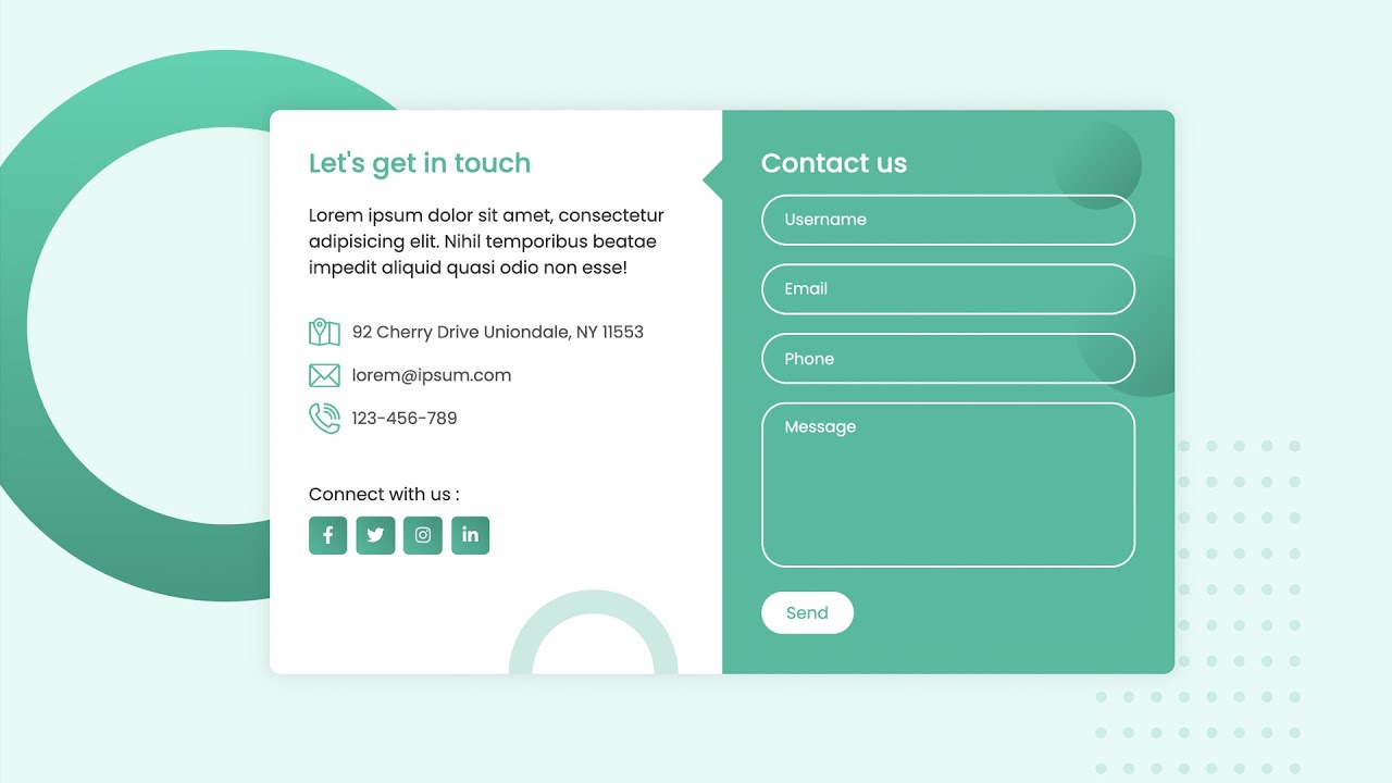 Awesome Contact Form Using HTML & CSS & JavaScript