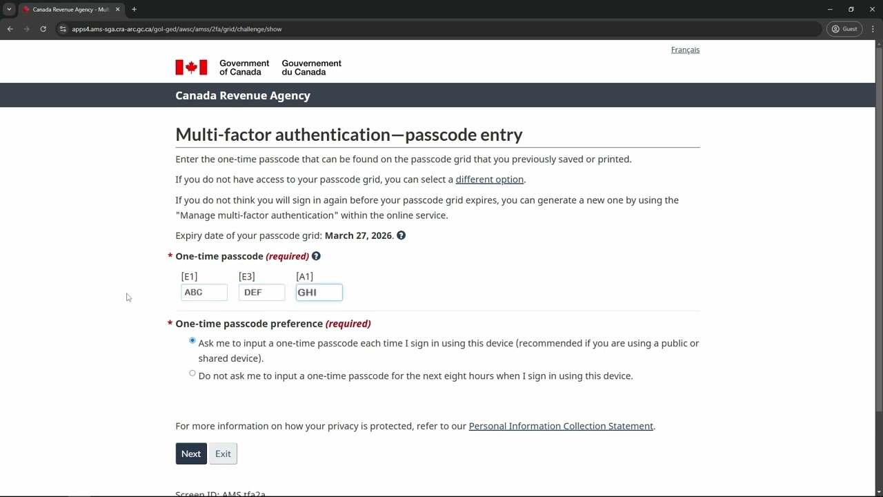 CRA Business My Account Authorization