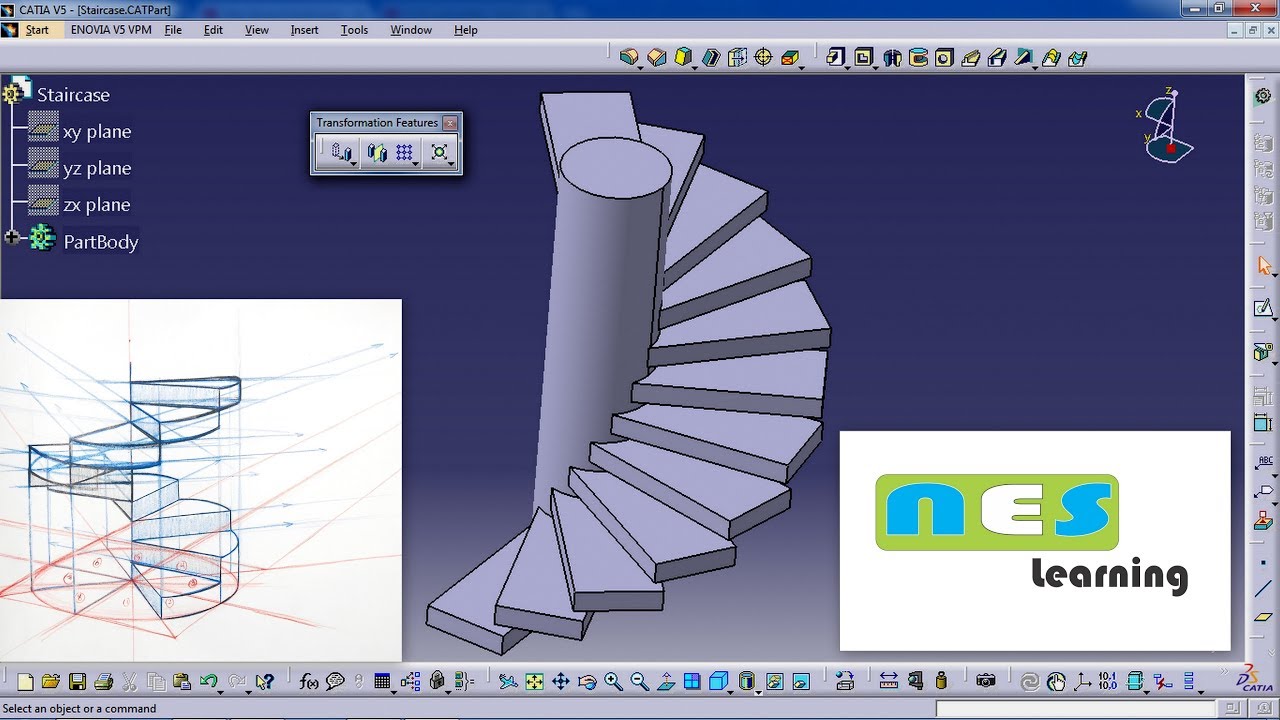 CATIA V5/V6 Tutorial | staircase design Step by step *NEW WAY*