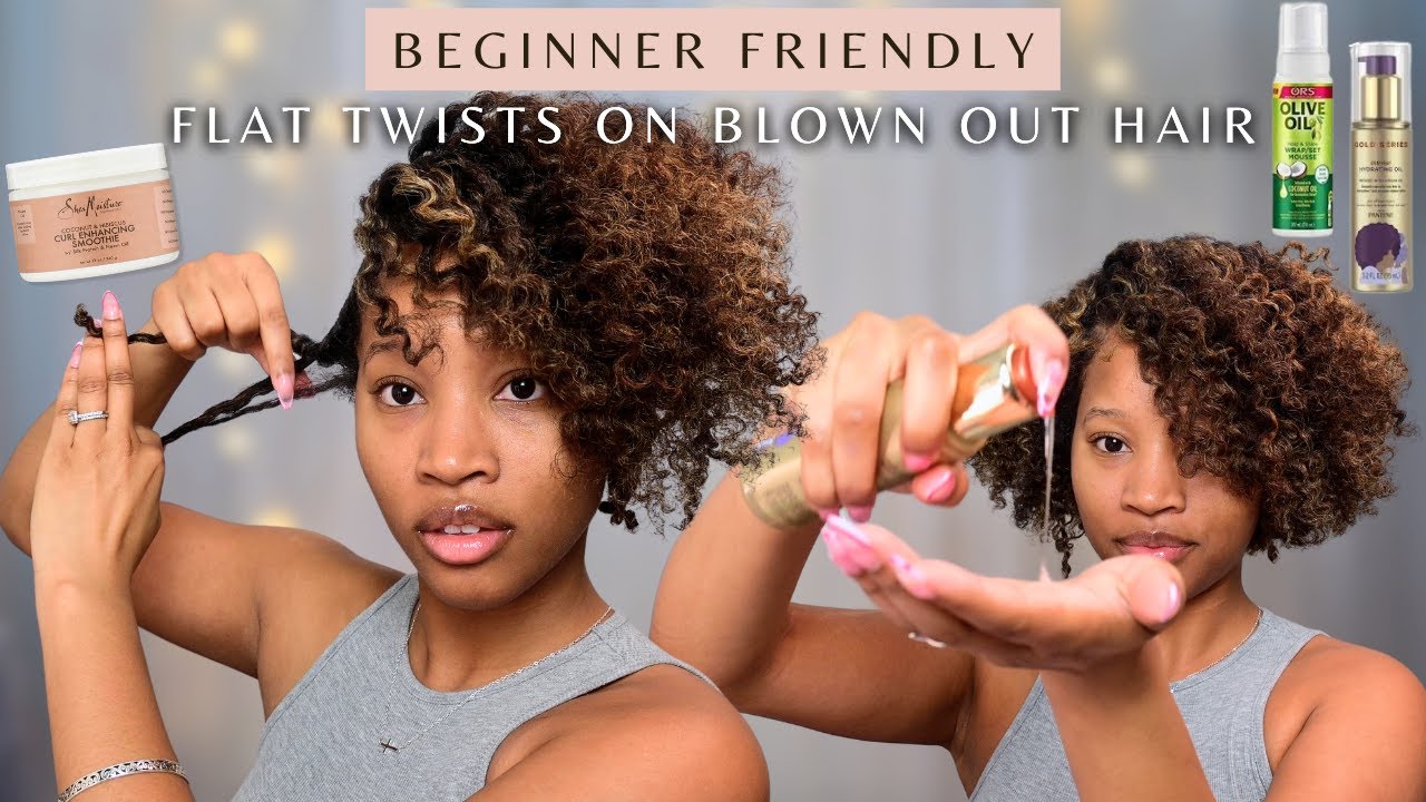 Beginner Friendly Flat Twists on Blown Out Natural Hair + My Tips & Technique | itsbrionnab