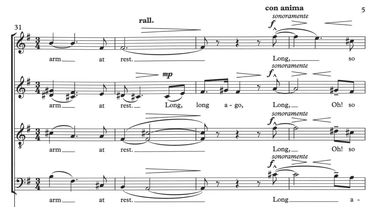 Herbert Howells - Long, long ago (score video)