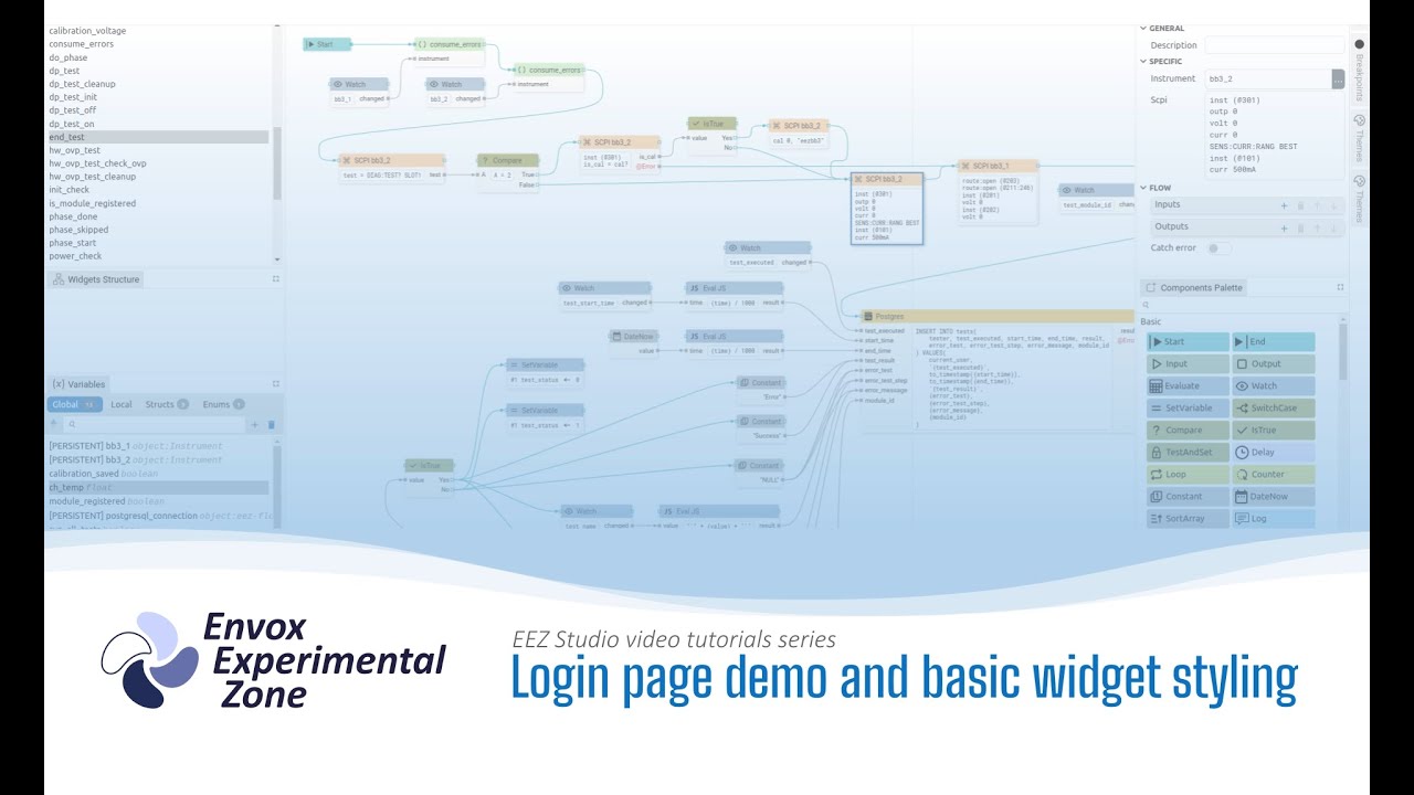 EEZ Studio video tutorial - Login page demo & basic Widget styling