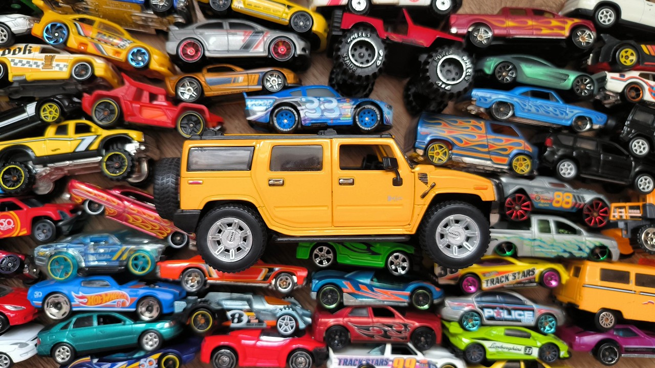 Big Hummer and Lots of Toy Cars for Kids on the Floor