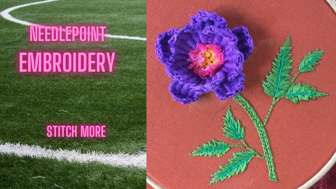 Needlepoint Hand embroidery, Flower embroidery design for beginners,