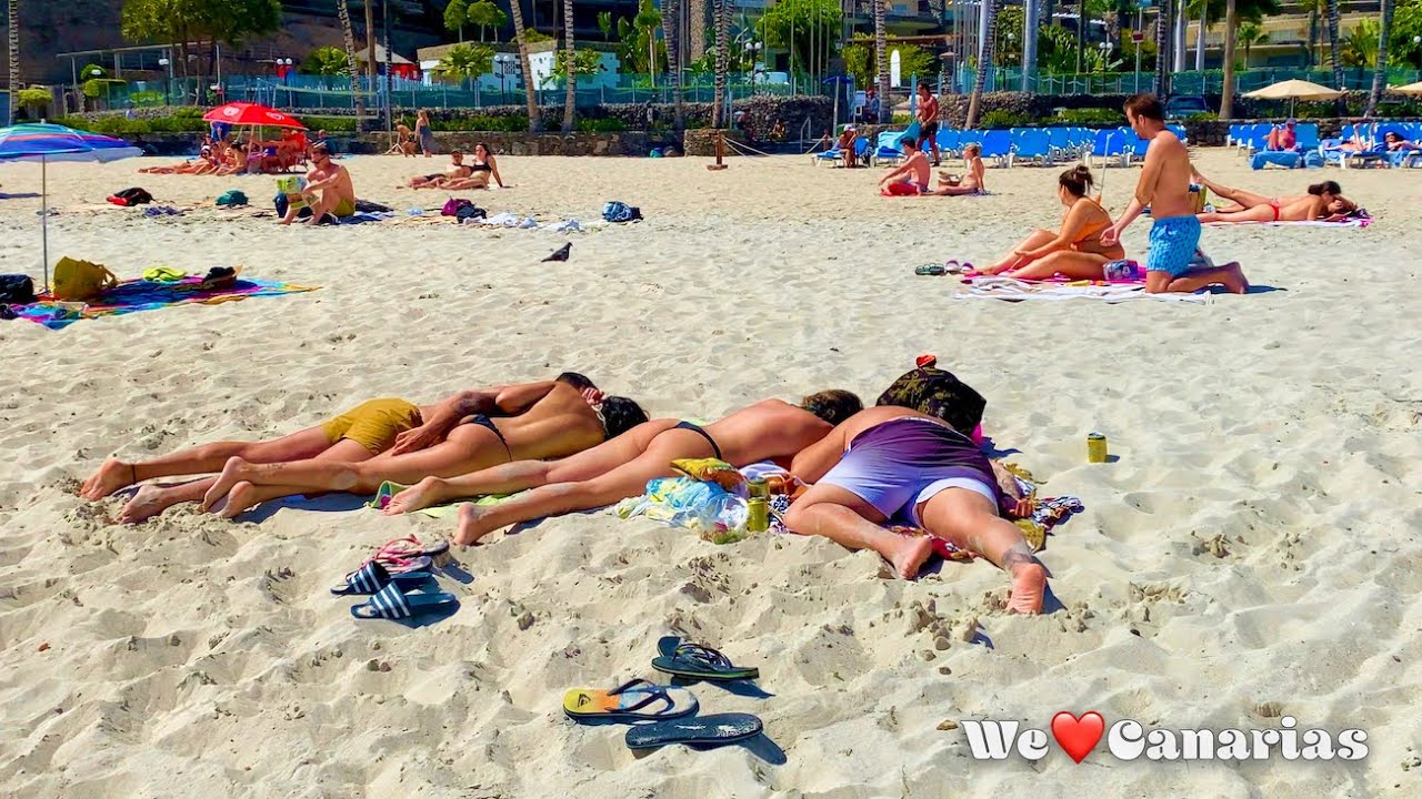 Гран-Канария Пляж Анфи-дель-Мар в прекрасный солнечный день | We❤️Canarias
