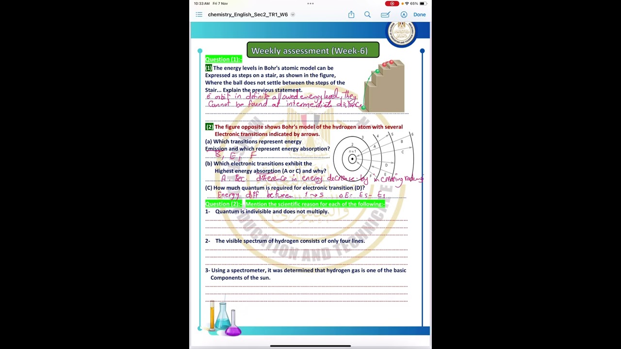 Weekly assessment week 6 chemistry sec2 first term 2026 by Mrs Randa Hagag 