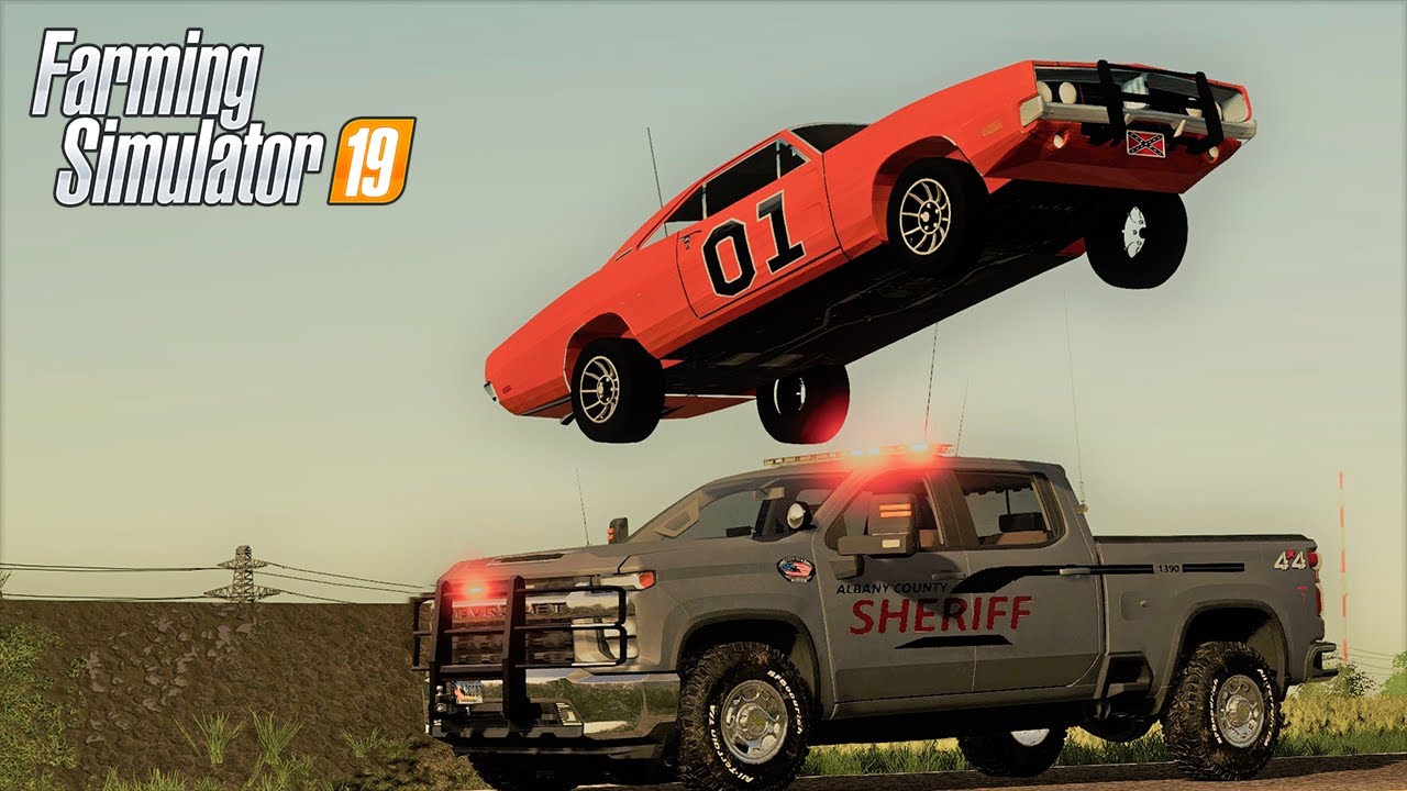 THE GENERAL LEE OUTRUNS ROSCO, BOSS HOGG & ENOS - DUKES OF HAZZARD FS19 (ROLEPLAY)