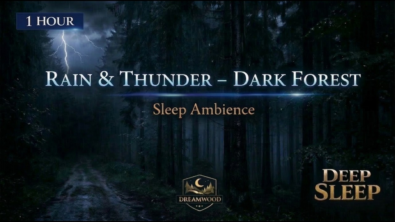 Rain & Thunder – Dark Forest – Sleep Ambience (1 Hour)– Deep Sleep ASMR(Dark Screen)