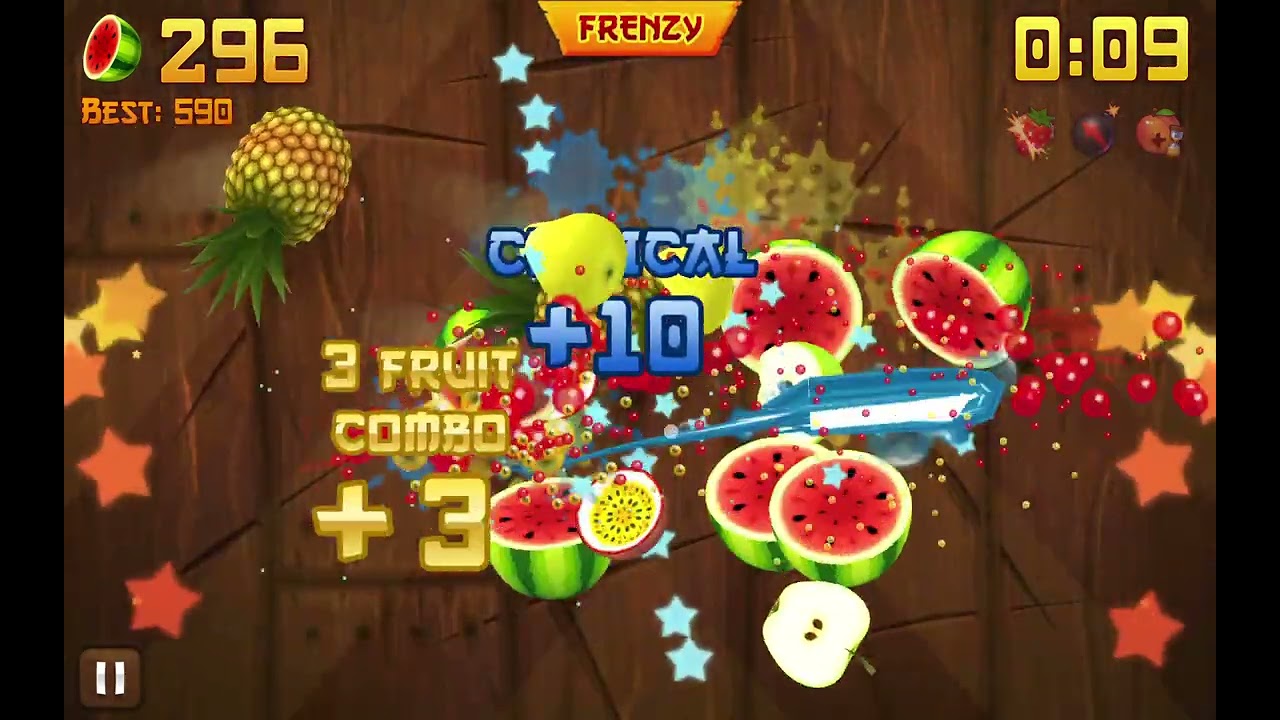 Fruit ninja acrade mode score: 575 (not a new record)