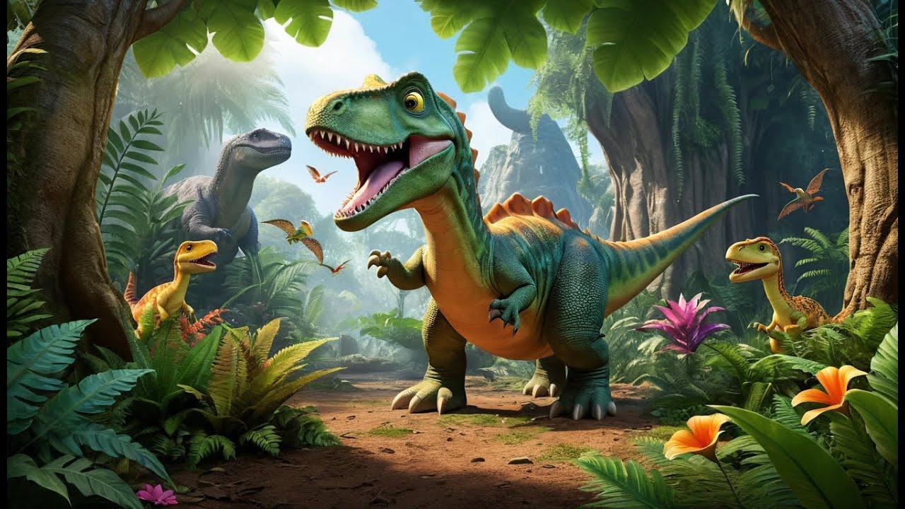 Row Row Your Dinosaur | Fun Dinosaur Song for Kids | Dino Adventure Rhyme