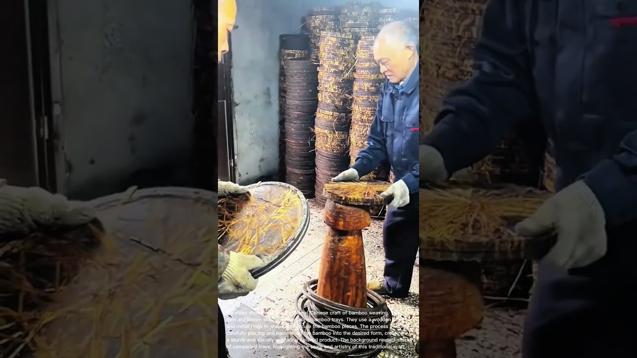 Traditional Chinese Bamboo Weaving: Crafting Beautiful Trays with Skill