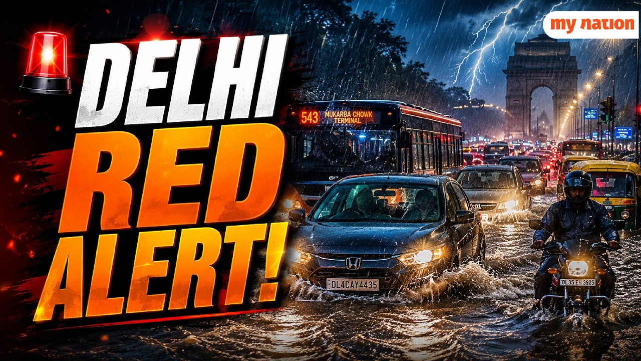 LIVE 🔴 Delhi Under Rain Alert | Flooded Roads, IMD Red Alert & Traffic Jam