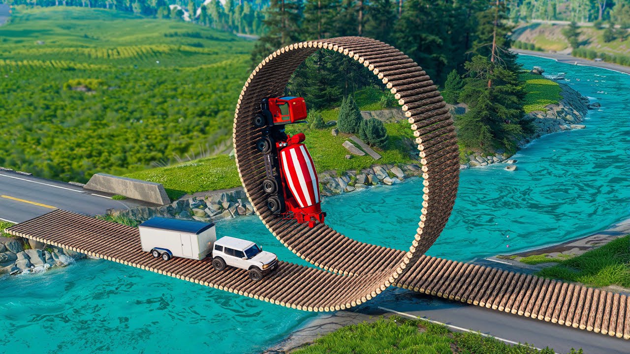 Cars vs loop Bridge Drive Challenge Ends in Total Destruction!