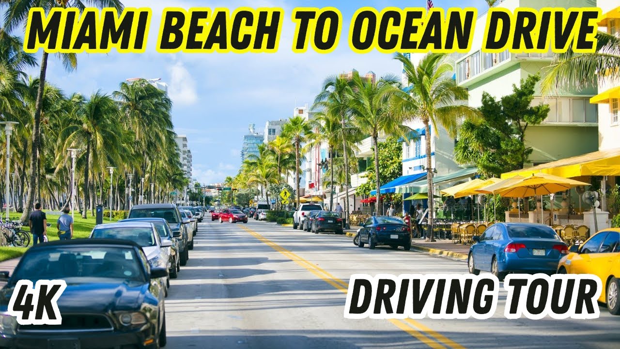 Driving Tour through Miami Beach to Ocean Drive in 4K