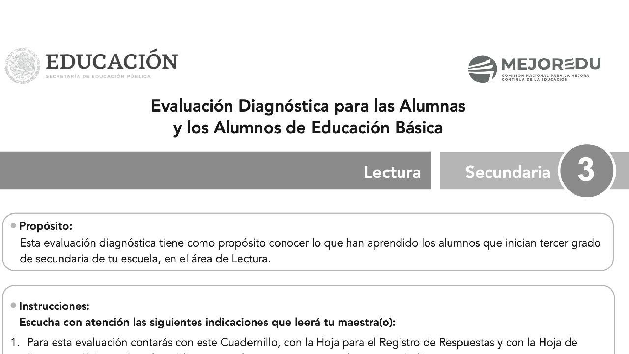 EXAMEN DIAGNÓSITICO ESPAÑOL MEJOREDU|TERCERO DE SECUNDARIA| LECTURA EXAMEN DIAGNÓSITICO LECTURA