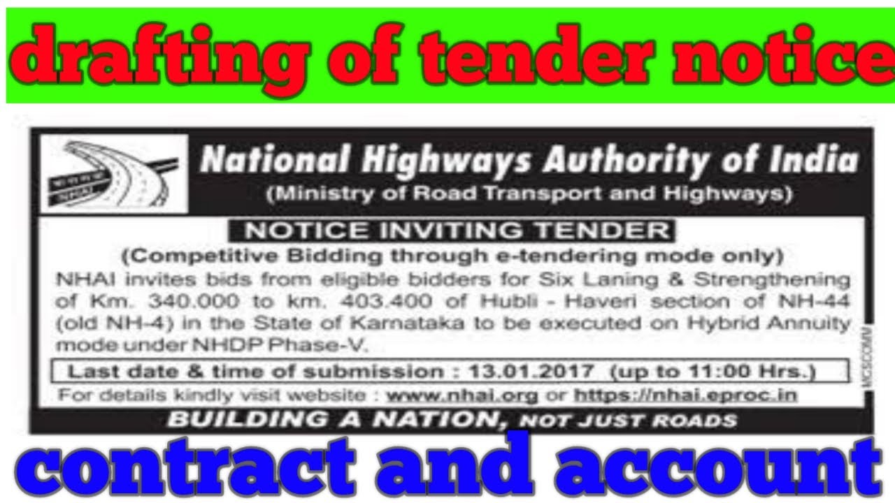 Drafting of tender notice ||notice inviting tender||how to drafting tender notice for advertisement