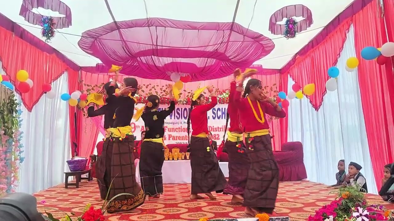 Class 10 girls dance in annual program . 