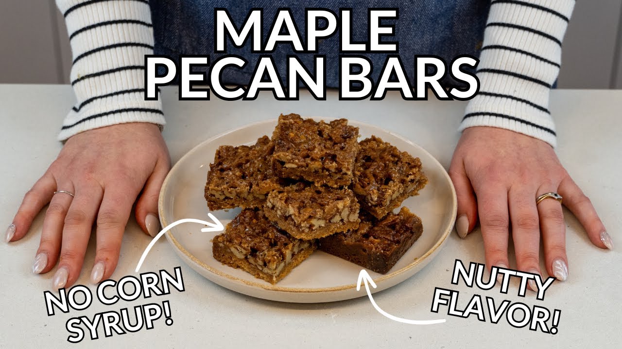MAPLE Pecan Bars Without Corn Syrup (Made With Shortbread Crust!)