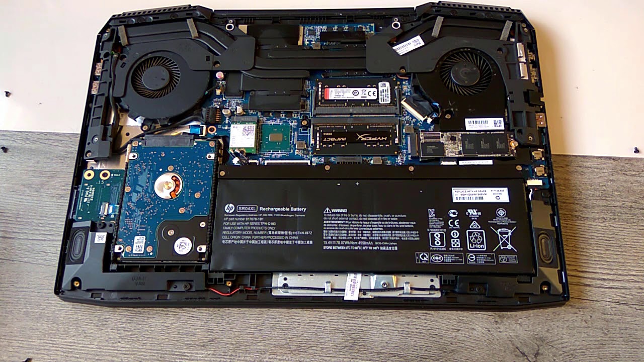 HP Omen 15 2018 disassembly and upgrading SSD and RAM