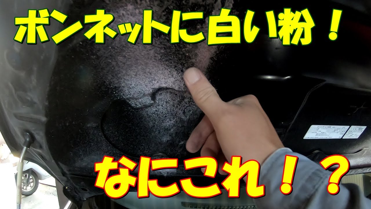 ボンネットの裏に白い粉！？なんだこれは！？