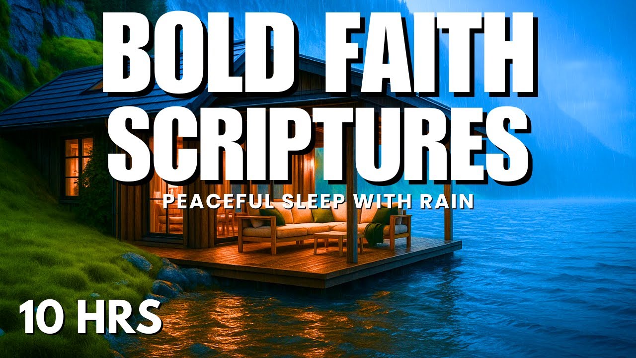 Bible Verses for Bold Faith & Confidence in Christ | Scriptures for Sleep with Rain Sounds (10 HRS)