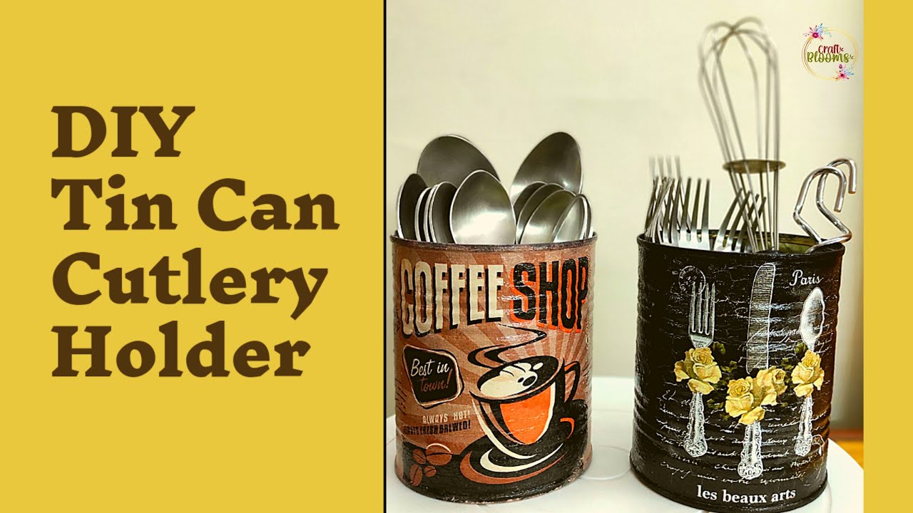 DIY Tin Can Utensil Holder | Tin Can Craft Ideas | Fall Kitchen Decor
