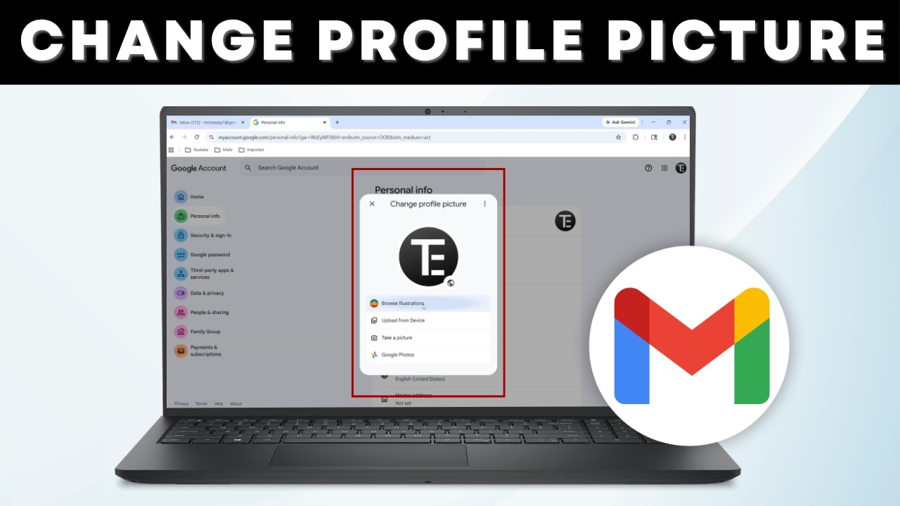 Как изменить фотографию профиля в Gmail