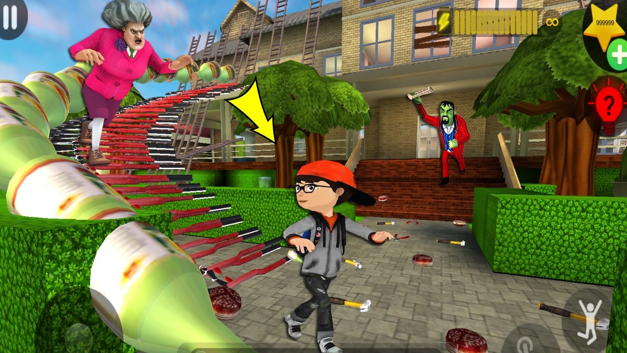 Scary Teacher 3D - troll Miss T many ladder and traps (Mod menu) gameplay part 5493 #scaryteacher3d