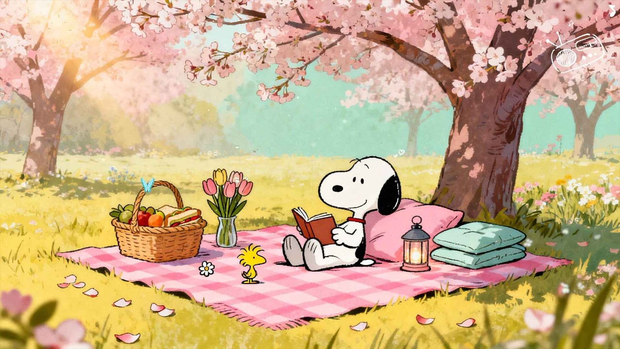 🌸 Snoopy’s Spring Picnic ☕ Soft Lo-Fi Beats for Relaxing, Studying & Sunny Days