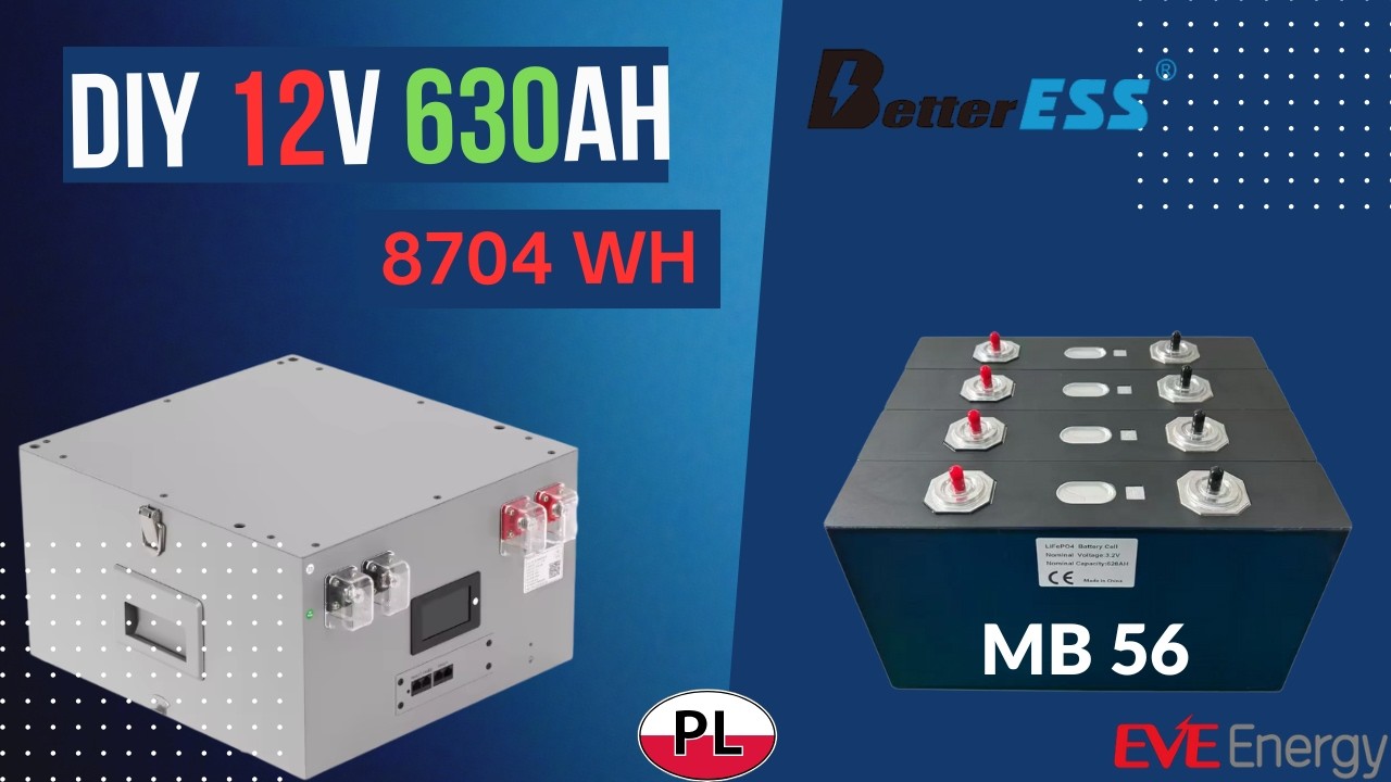 🔋 DIY magazyn energii 12V 630Ah | Ogniwa EVE MB56 + JK BMS 200A | Test 2500W  LiFePo4 zrób sam