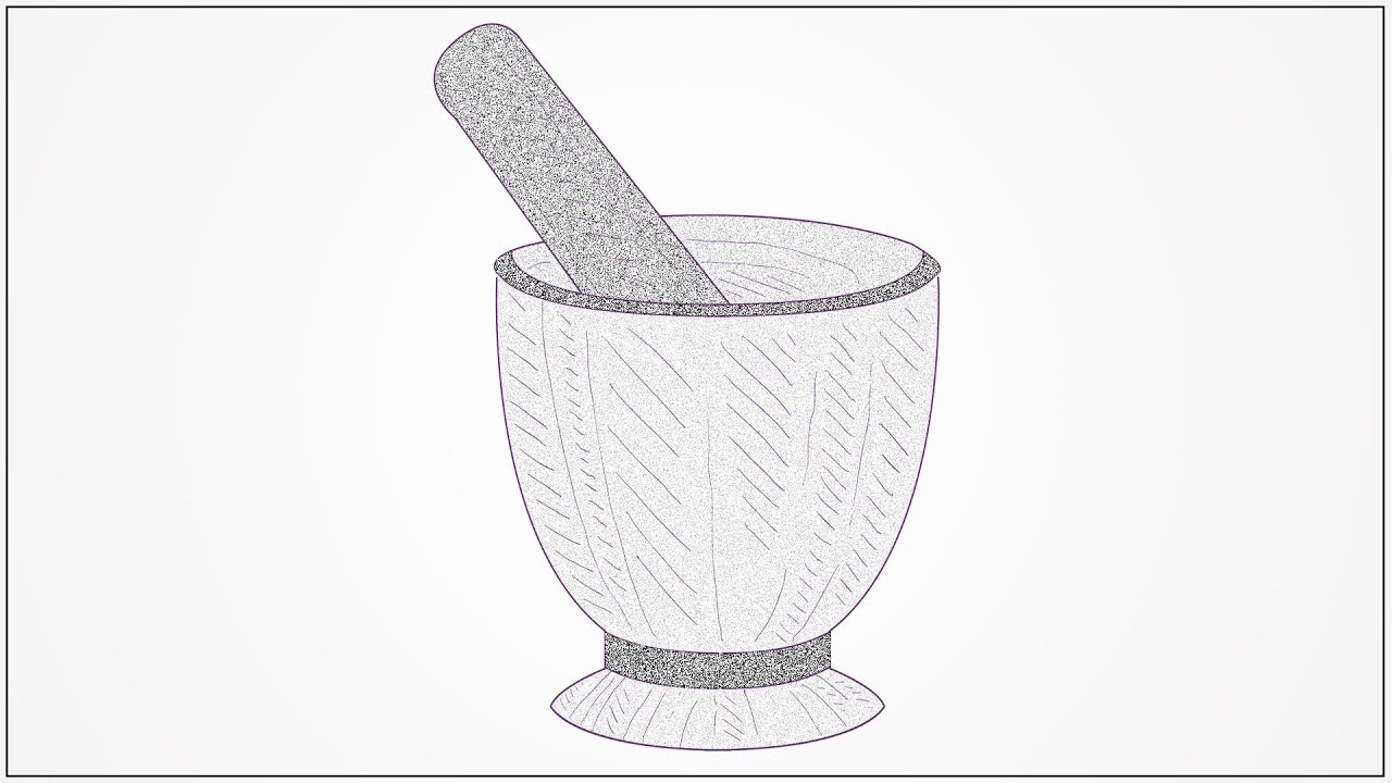 How to draw kitchen mortar step by step